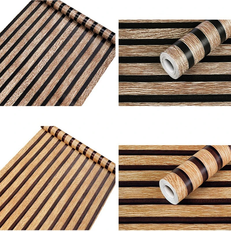 Self-adhesive Wood Striped Wallpaper Background Wall Waterproof Wallpaper
