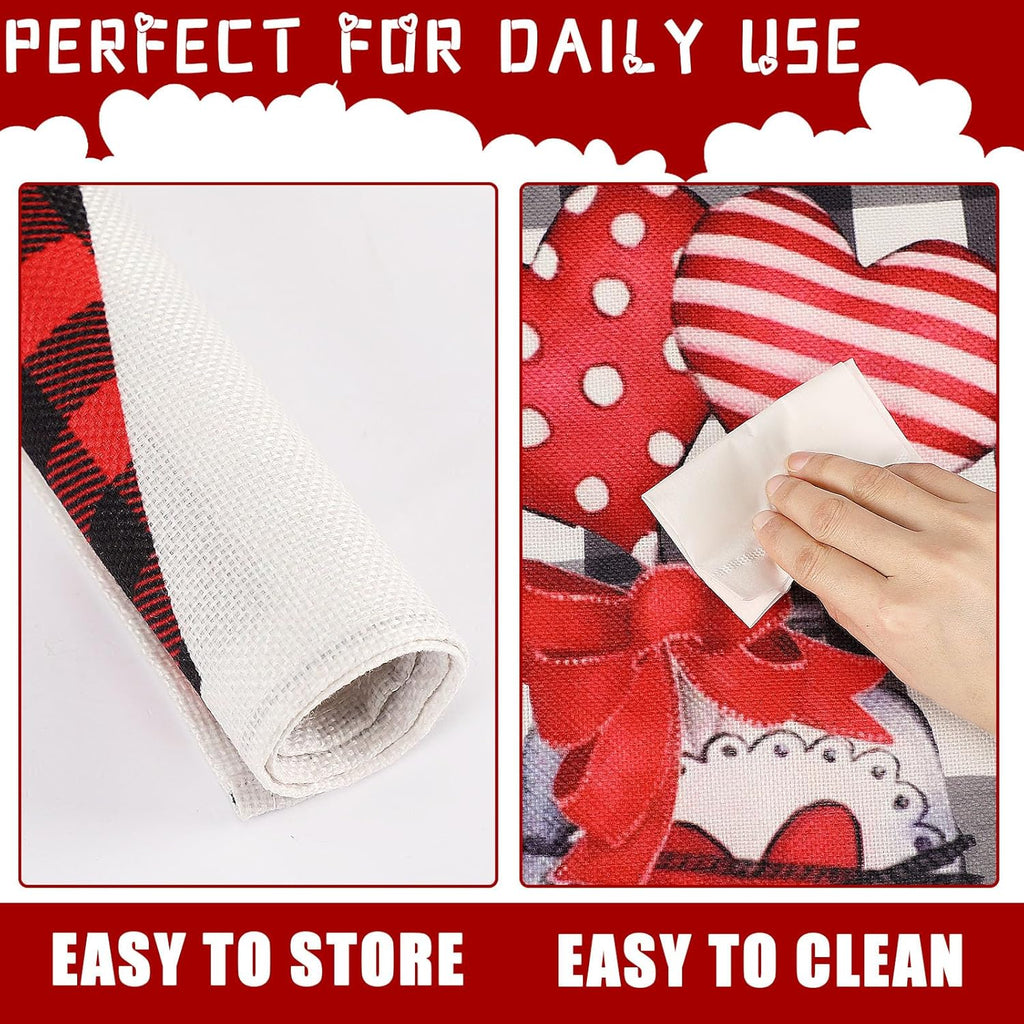 Valentines Day Placemats Set Of 4, 17x12.5 Inches With Gnomes And Hearts Pattern For Holiday Parties And Family Gatherings-clearance Sale