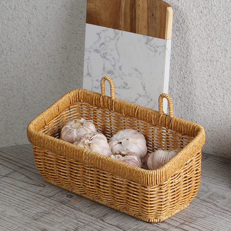 Rattan-Style Kitchen Ginger And Garlic Storage Basket